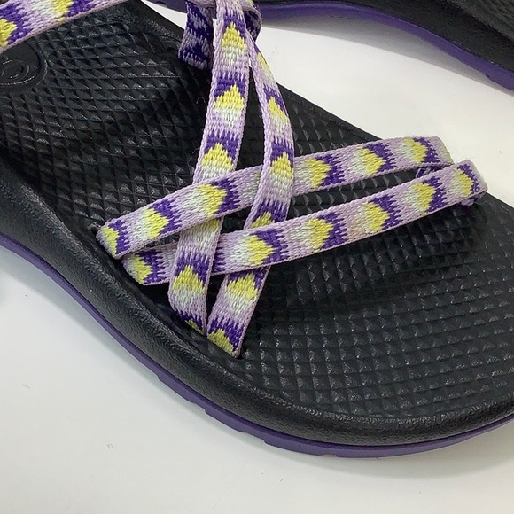 Chaco adjustable Adventure purple yellow hiking Sandals ZX2 size 2 EUC - Picture 10 of 15